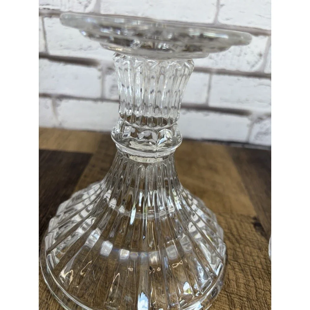 Fifth Avenue Crystal Portico Fairy Lamp Clear Glass Candle Holder 9” Tall